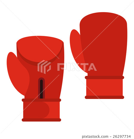 Red boxing gloves icon, flat style Red boxing gloves icon, flat style 26297734