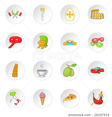 Italy icons set, cartoon style Italy icons set, cartoon style 26297918