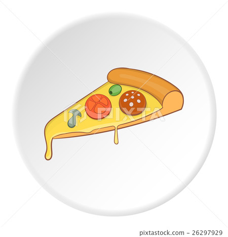 Slice of pizza icon, cartoon style Slice of pizza icon, cartoon style 26297929