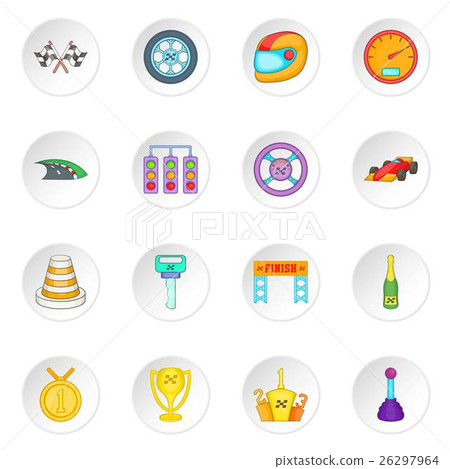 Car racing icons set, cartoon style - Stock Illustration [26297964] - PIXTA
