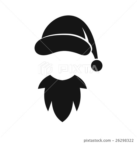 Cap with pompon of Santa Claus and beard icon Cap with pompon of Santa Claus and beard icon 26298322