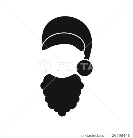 Cap with pompon of Santa Claus and beard icon Cap with pompon of Santa Claus and beard icon 26298448