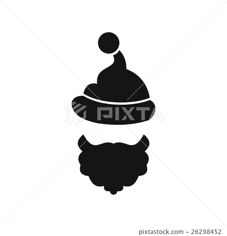Santa Claus hat and beard icon, simple style - Stock Illustration ...