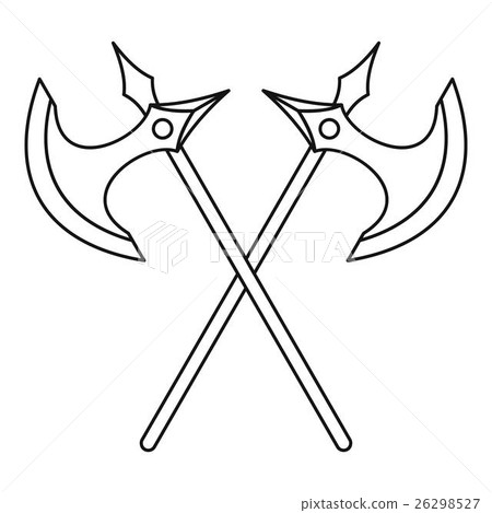 Crossed battle axes icon, outline style Crossed battle axes icon, outline style 26298527