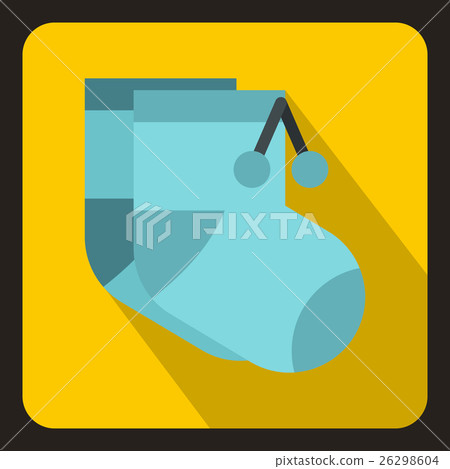 Pair of blue baby socks icon, flat style Pair of blue baby socks icon, flat style 26298604