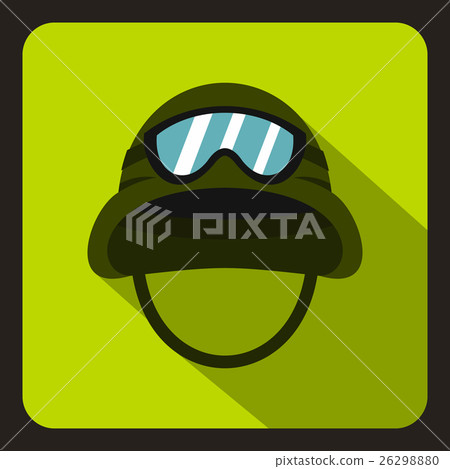 Military metal helmet icon, flat style Military metal helmet icon, flat style 26298880