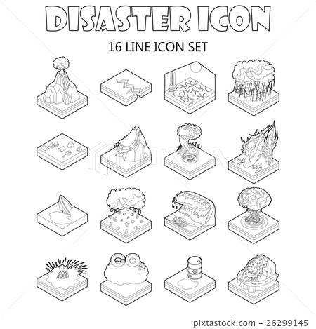 Disaster icons set, outline style 26299145