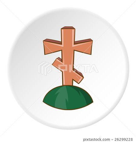 Grave cross icon, cartoon style 26299228