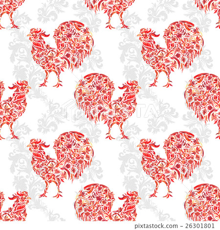 Rooster Rudy Texture Seamless texture with rooster- symbol of 2017 - Stock Illustration ...