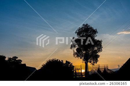silhouette shot image of tree and sunset sky silhouette shot image of tree and sunset sky 26306165
