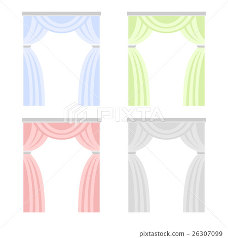 Color Curtain Set. Window Cover Blind on White Color Curtain Set. Window Cover Blind on White 26307099