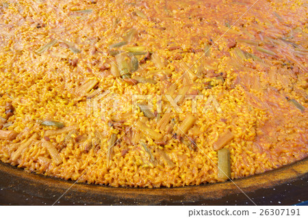 Typical valencian paella in traditional pan 26307191