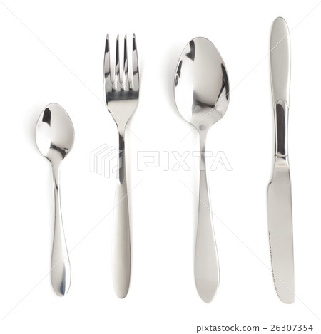 fork, knife and spoon isolated on white fork, knife and spoon isolated on white 26307354