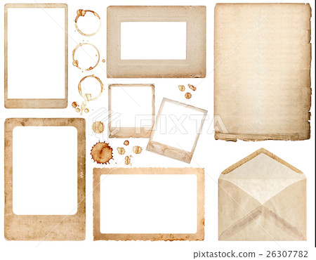 Old used paper, envelope, photo frames and coffee Old used paper, envelope, photo frames and coffee 26307782