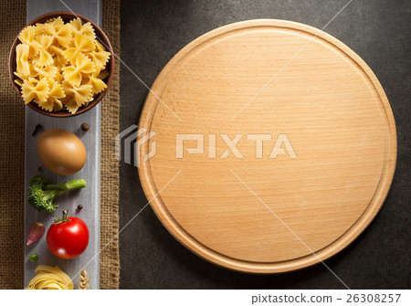 pasta and food ingredient on table pasta and food ingredient on table 26308257