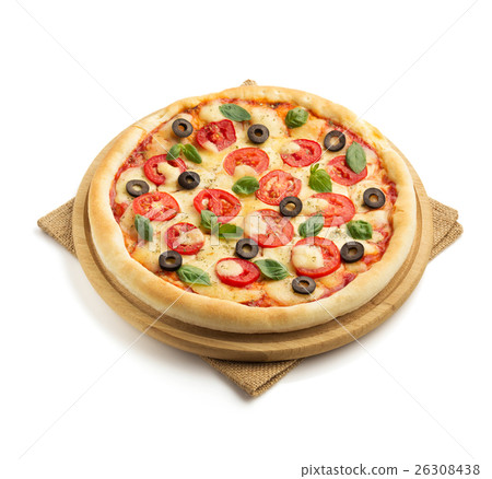 图库照片  margarita pizza isolated on white