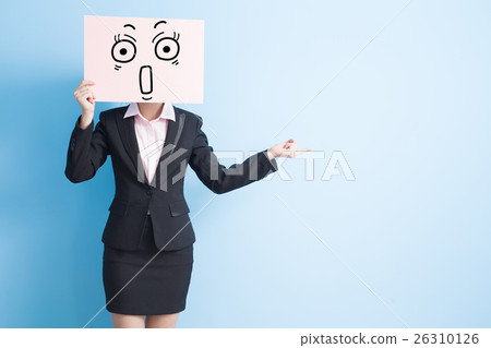 business woman take billboard 26310126