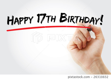 Hand writing Happy 17th birthday with marker 26310832