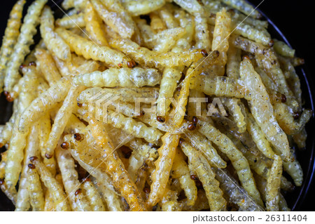 Dried insect deed fried, Worm bamboo fried. 26311404
