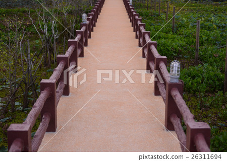 Concrete walkway in the water park 26311694
