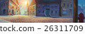 Old town panorama painted illustration 26311709