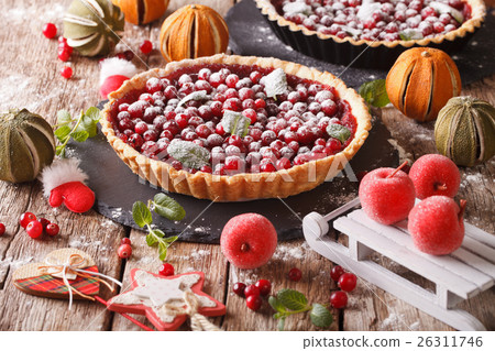 Christmas cranberry cake with icing sugar 26311746