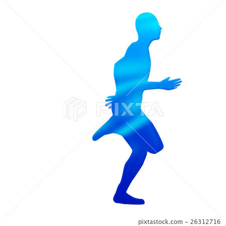 快速地跑的藍色剪影 26312716