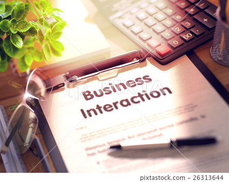 Clipboard with Business Interaction. 3D. Clipboard with Business Interaction. 3D. 26313644
