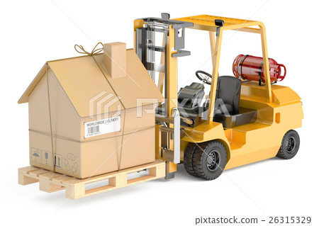 Residential Moving concept. Forklift truck Residential Moving concept. Forklift truck 26315329