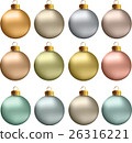 Vector Christmas Balls Pastel Metallic Colors 26316221