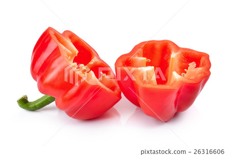 red pepper slices on white background red pepper slices on white background 26316606