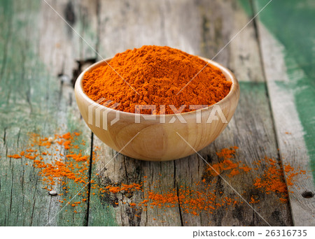 turmeric in the wood bowl on old wooden 26316735