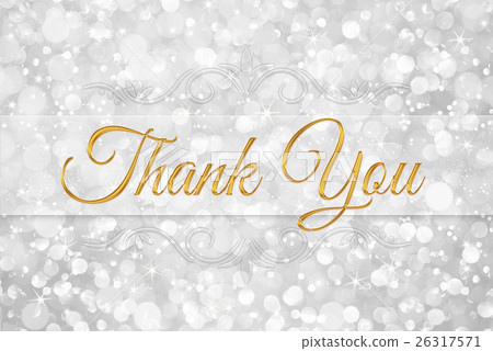thank you word on white silver glitter bokeh 26317571