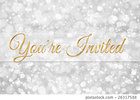 you're invited word on white silver glitter bokeh - Stock Illustration ...