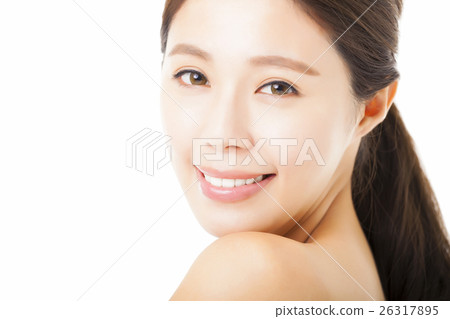 beautiful young  woman face isolated on white 26317895