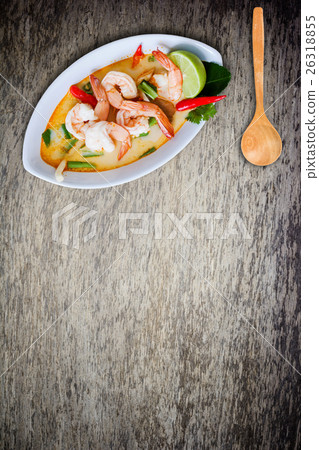 Tom yam kong or Tom yum, Thai food. 26318855