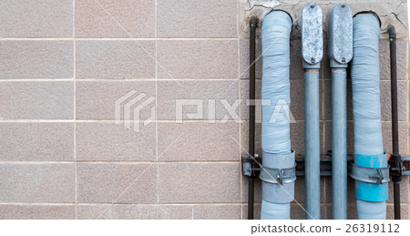 Group of Air pipe on wall. Group of Air pipe on wall. 26319112
