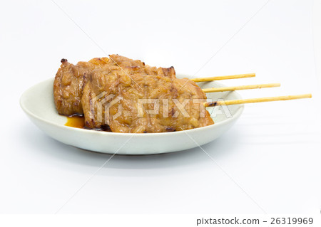 Home made roast BBQ port on white background 26319969