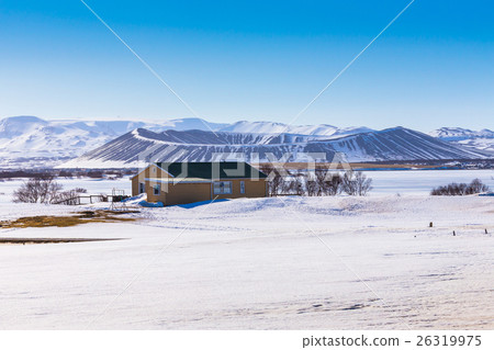 Volcano in winter season, Iceland 26319975