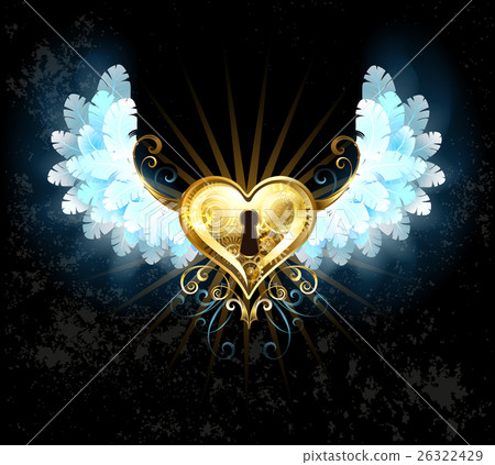 Mechanical heart with white wings 26322429