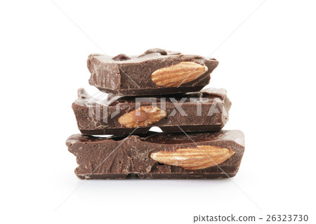 pieces of homemade dark chocolate with almonds 26323730