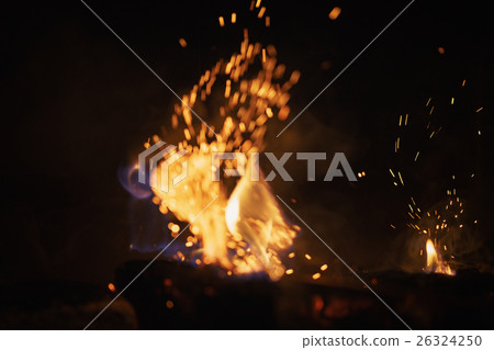 close up wood burning in the fireplace 26324250