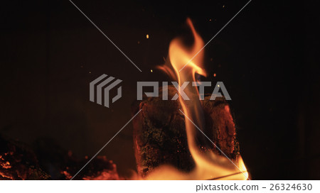 close up wood burning in the fireplace close up wood burning in the fireplace 26324630