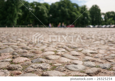 perspective view of old paved square in town perspective view of old paved square in town 26325254