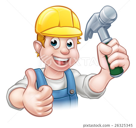 Handyman Carpenter Cartoon Holding Hammer Handyman Carpenter Cartoon Holding Hammer 26325345