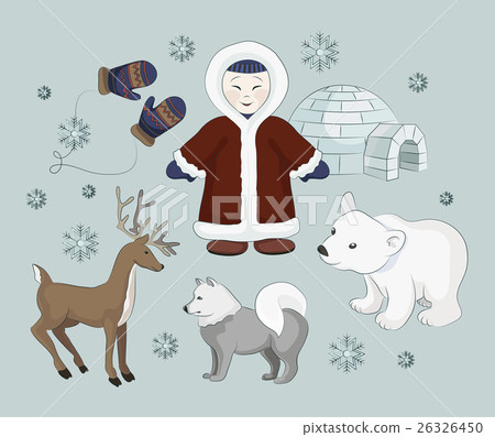 Vector set of eskimo characters Vector set of eskimo characters 26326450