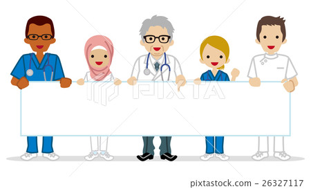 醫療保健工作者與空白面板多國 26327117