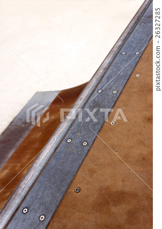 Rail of a quarter pipe in skate-park. 26327285