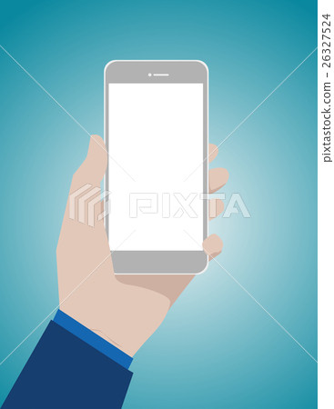 Hand holding mobile smart phone with blank screen 26327524