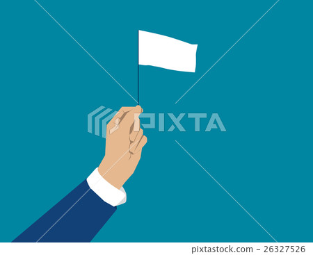 Hand holding white flag 26327526